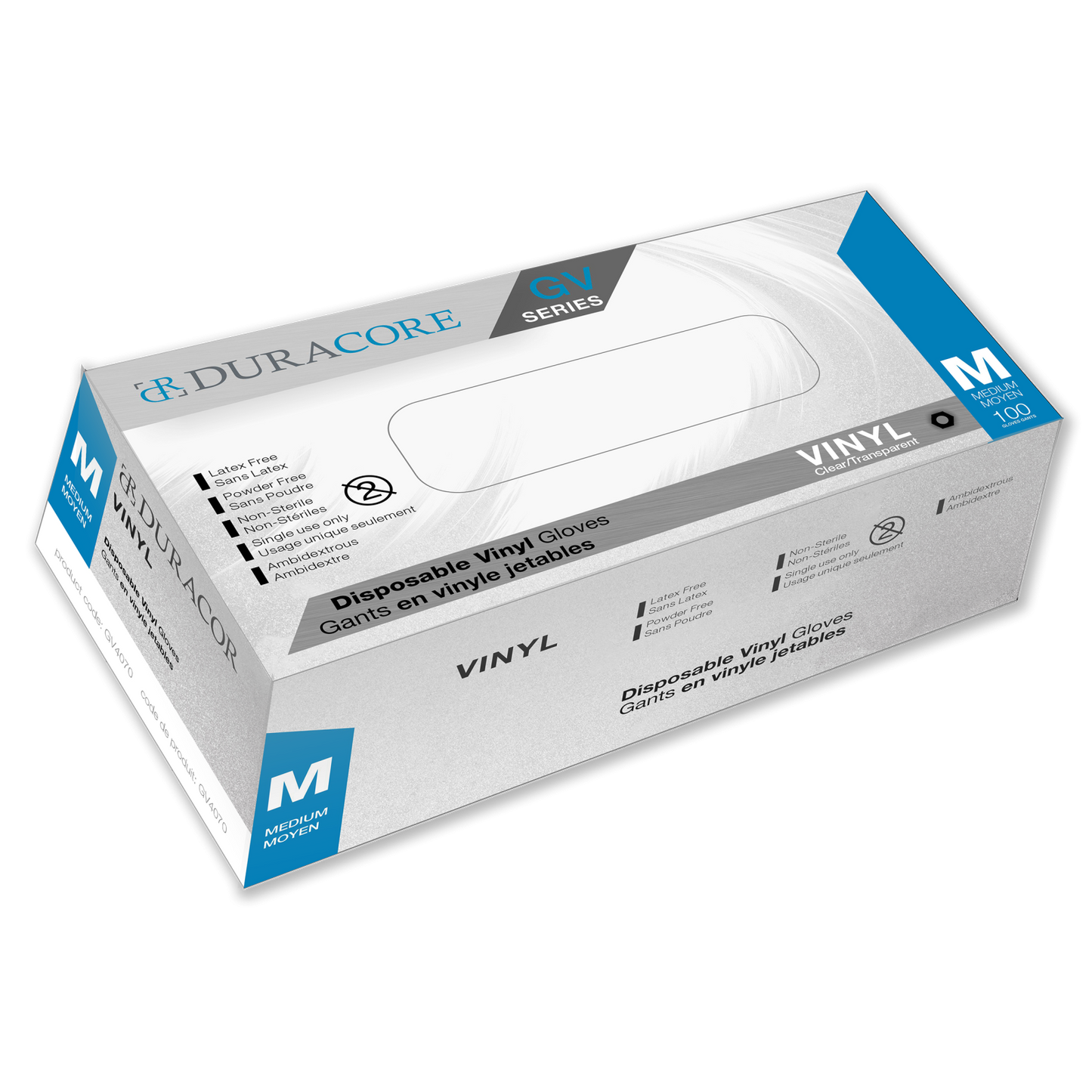 DURACORE VINYL EXAM GLOVES MED