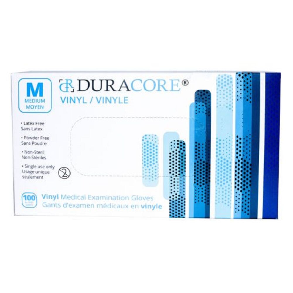 DURACORE VINYL EXAM GLOVES MED