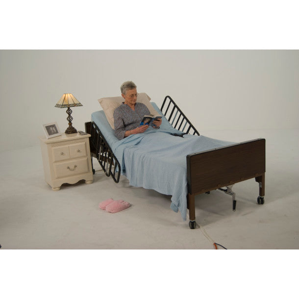 Drive Full Electric Low Height Bed Package:    Delta® Ultra-Light 1000, Full-Electric Bed    Half Length Bed Rails    Gravity 7 Long Term Care Pressure Redistribution Mattress