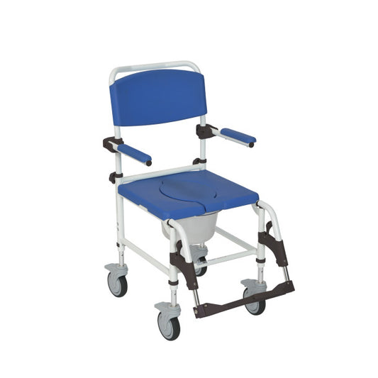 Wheeled commode attendant propelled