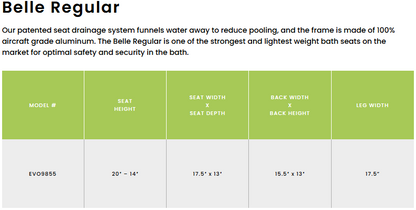 EVO Belle Reg Bath Seat Back