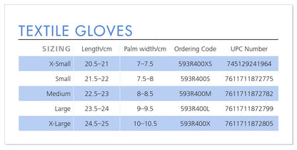 Textile Gloves - Mixed - 4 x XS,4 x SM, 4 x MD